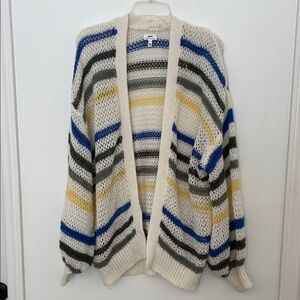 Aerie Cream Striped Cardigan size Small